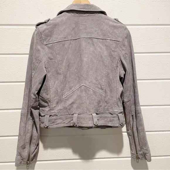 Blank NYC Cloud Grey Suede Leather Moto Biker Jacket Size Medium - Picture 15 of 17